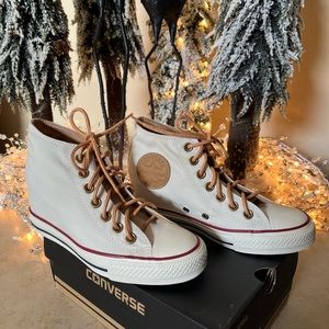 Converse Chuck Taylor All Star High Top Lux Hidden Wedge Parchment Sneakers 6.5
